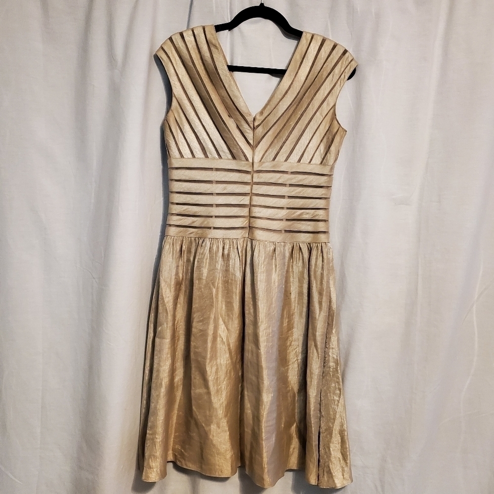 Andre Oliver Gold Mini Dress Size 8P - Picture 5 of 7